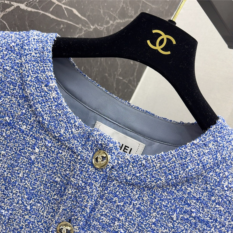 Ch**el sky blue puff sleeve braided short coat