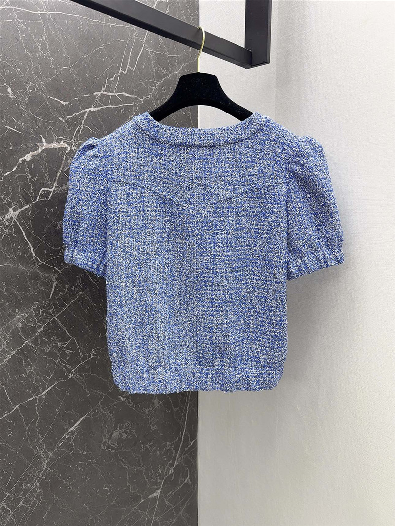 Ch**el sky blue puff sleeve braided short coat