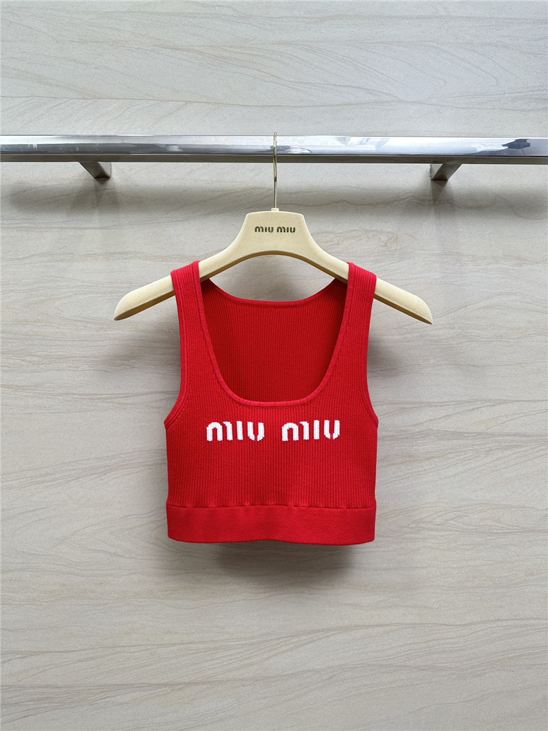 M1um1u kanhua logo knitted short vest