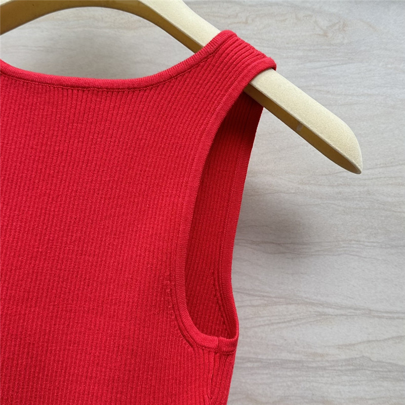 M1um1u kanhua logo knitted short vest