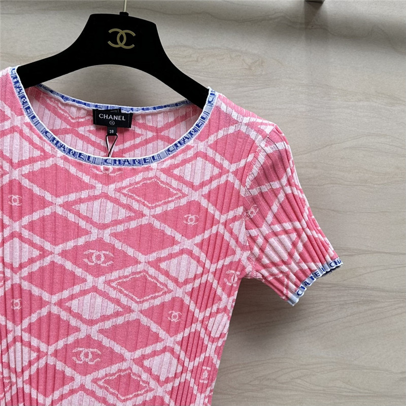 Ch**el celebrity style letter crocheted short-sleeved top