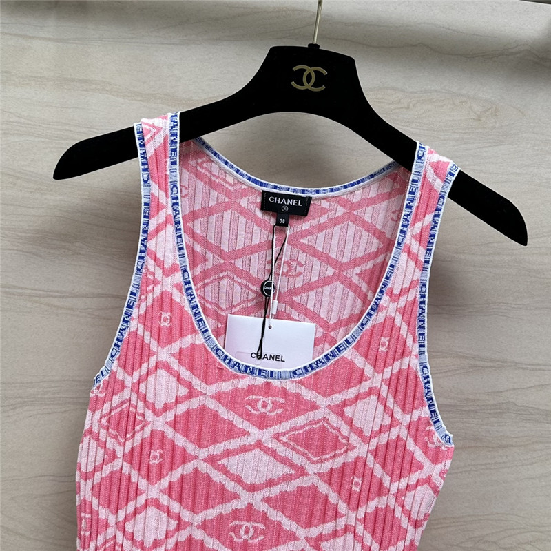 Ch**el lady style letter crochet contrast vest top