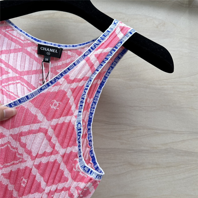 Ch**el lady style letter crochet contrast vest top