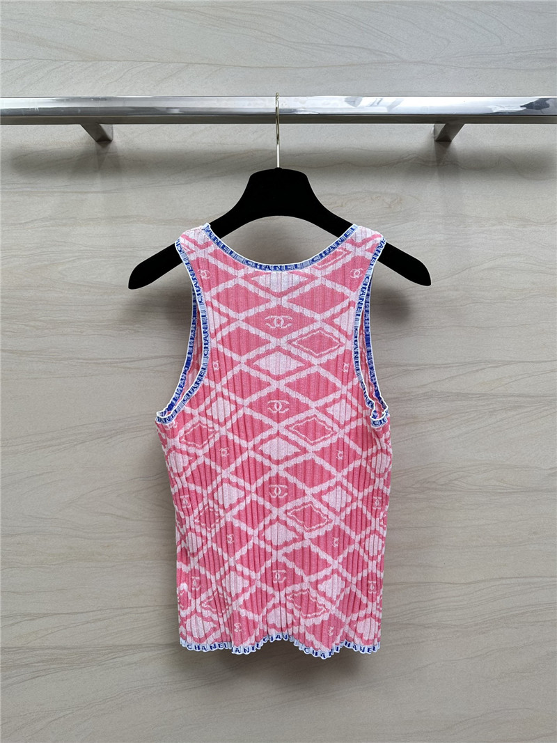 Ch**el lady style letter crochet contrast vest top