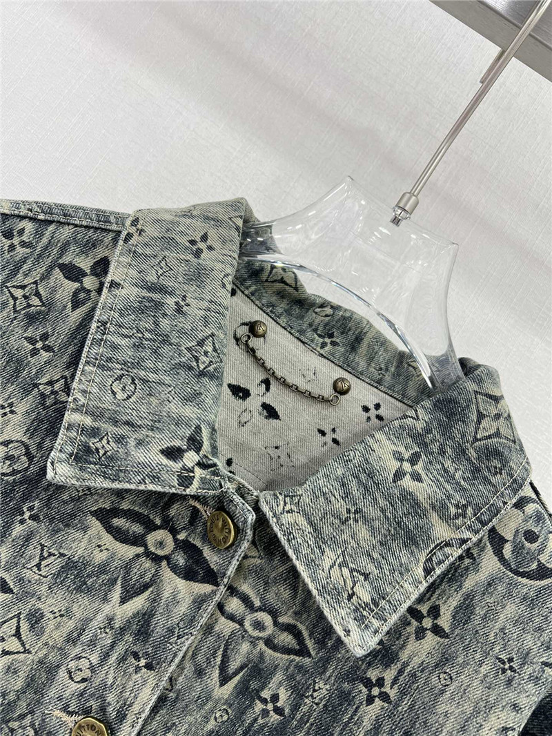 louis vuitton LV denim jacket with full logo for couples