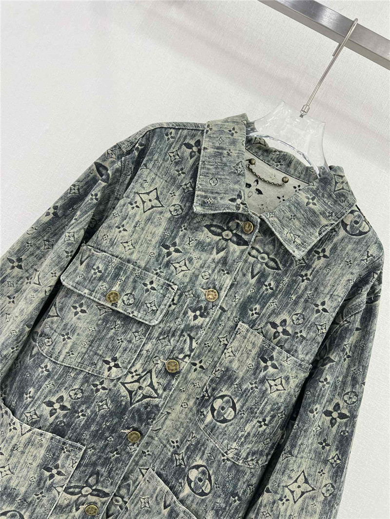 louis vuitton LV denim jacket with full logo for couples