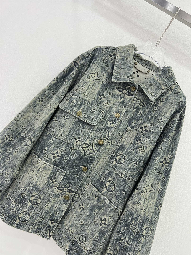 louis vuitton LV denim jacket with full logo for couples