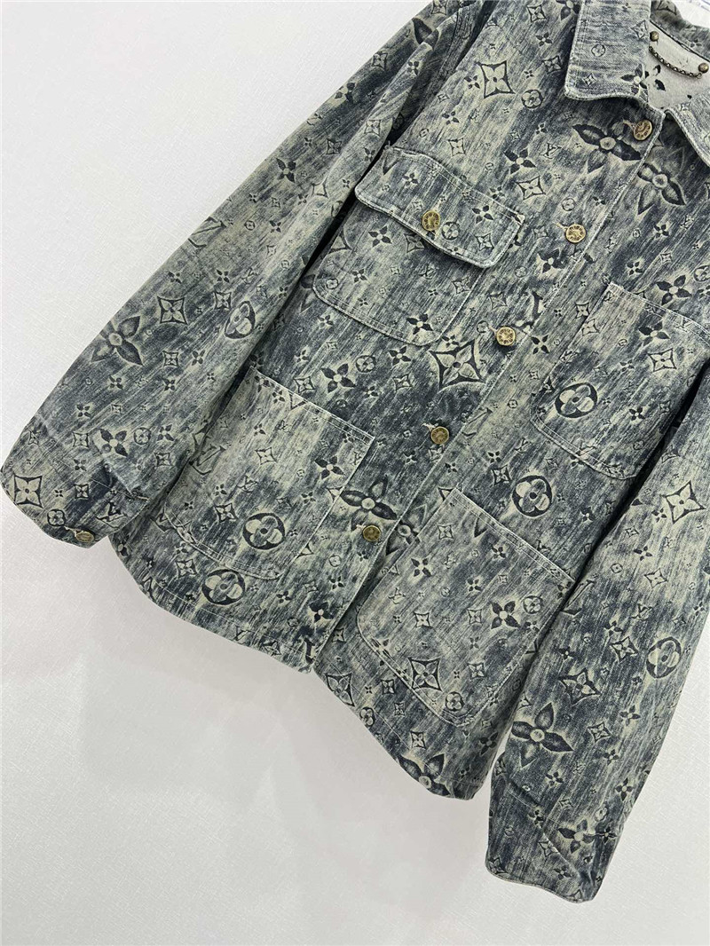 louis vuitton LV denim jacket with full logo for couples