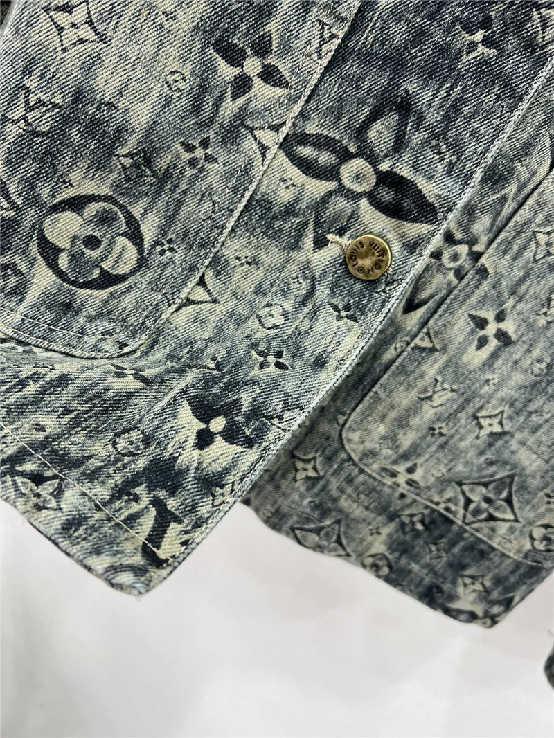 louis vuitton LV denim jacket with full logo for couples