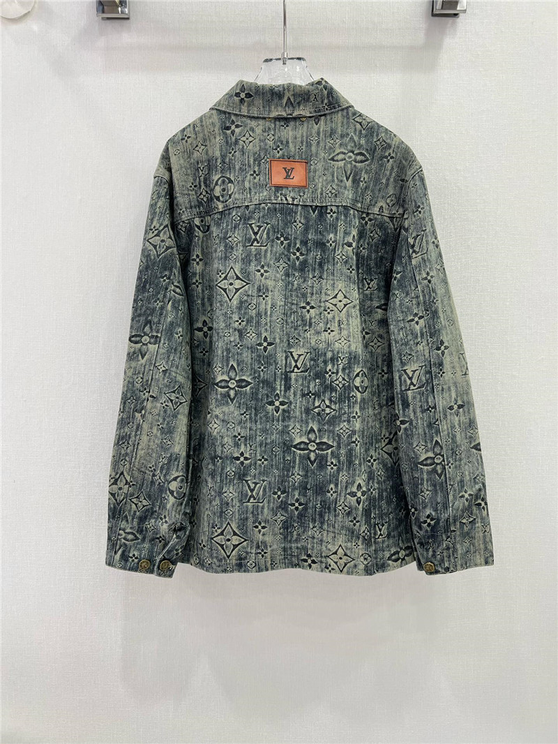 louis vuitton LV denim jacket with full logo for couples