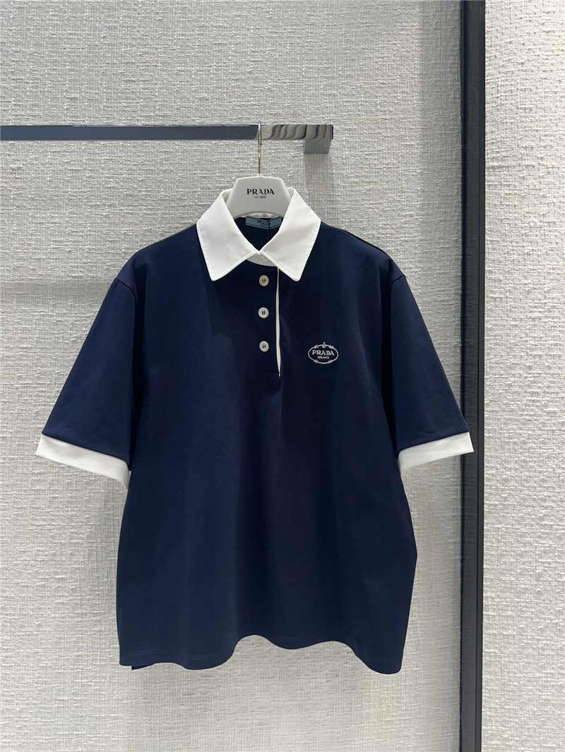Pra*a contrast color polo short sleeve top