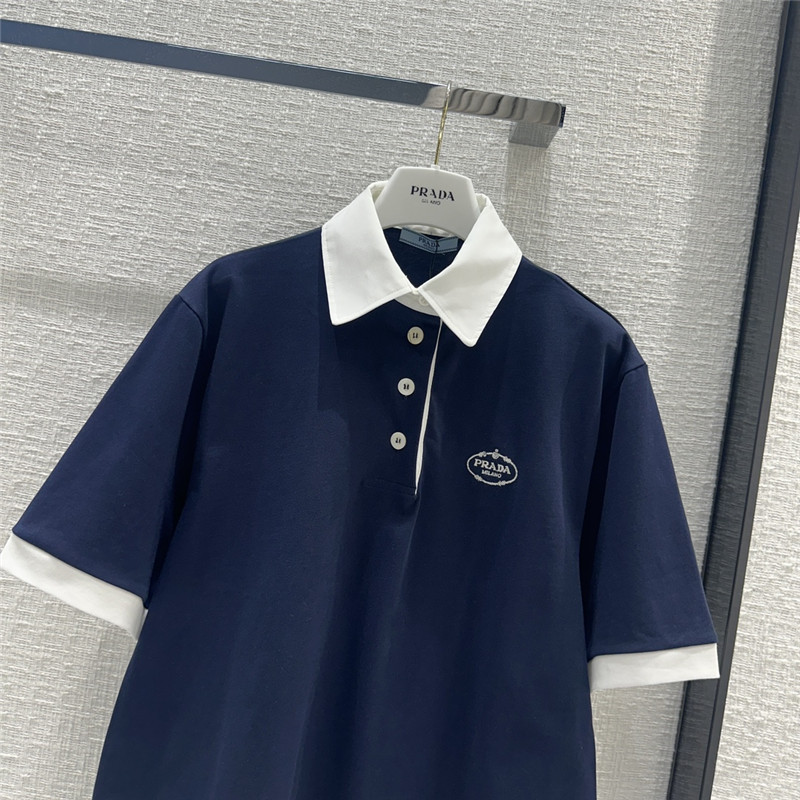 Pra*a contrast color polo short sleeve top