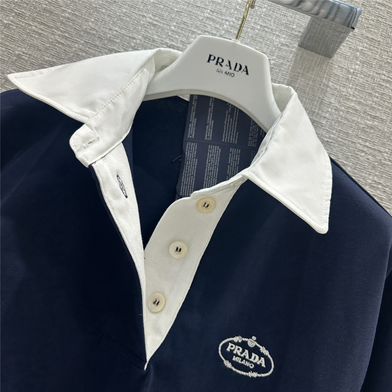 Pra*a contrast color polo short sleeve top