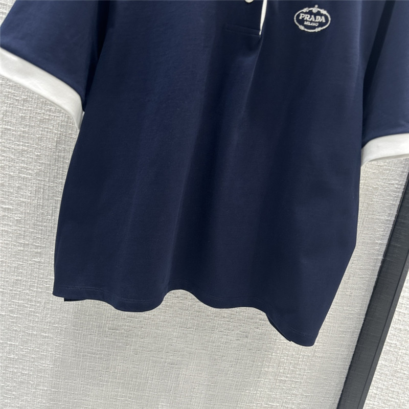 Pra*a contrast color polo short sleeve top