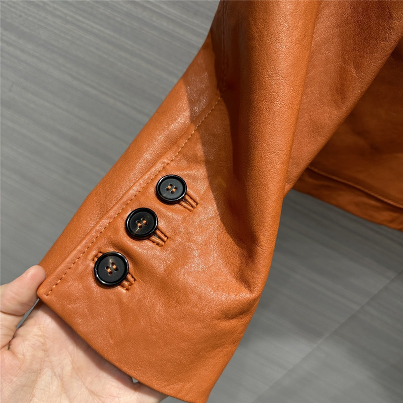 M1um1u preppy leather jacket