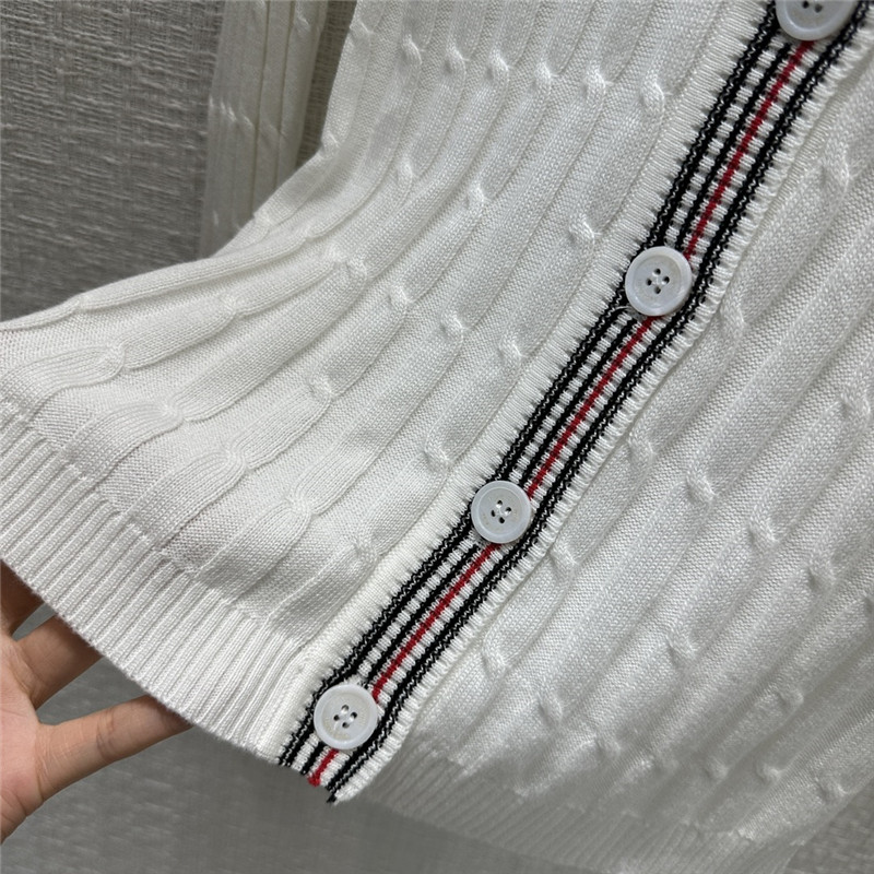Thom Browne 16-Gauge White Knitted Cardigan