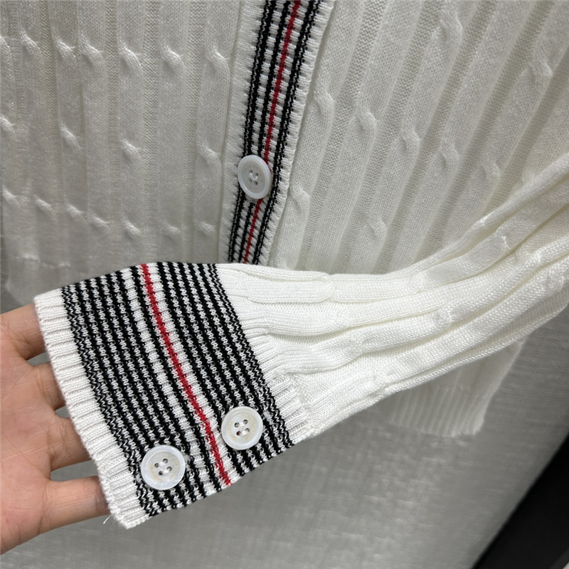 Thom Browne 16-Gauge White Knitted Cardigan