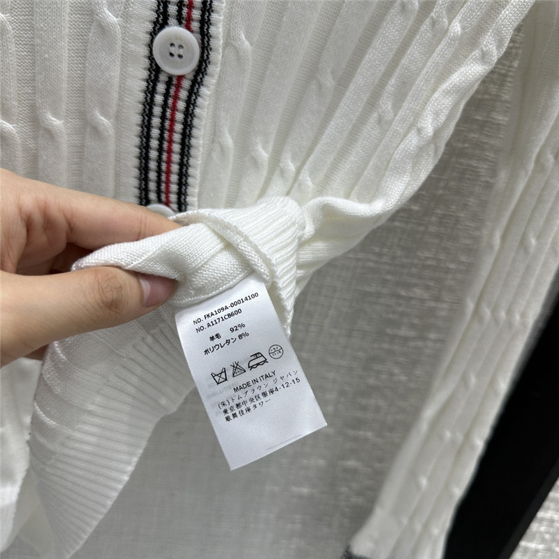Thom Browne 16-Gauge White Knitted Cardigan
