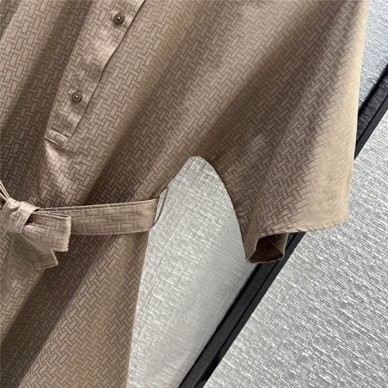 H**me5 h dark pattern jacquard small stand collar dress