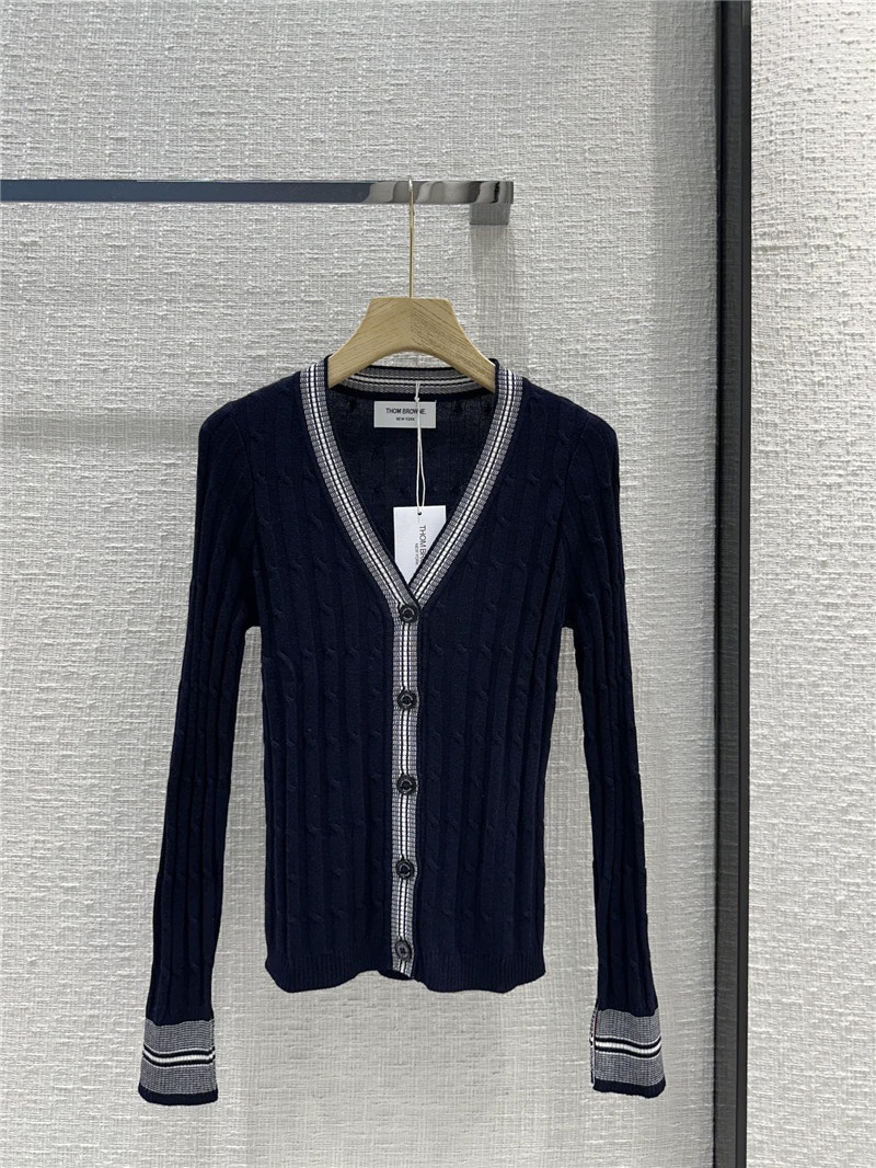 Thom Browne 16-Gauge Navy Knitted Cardigan