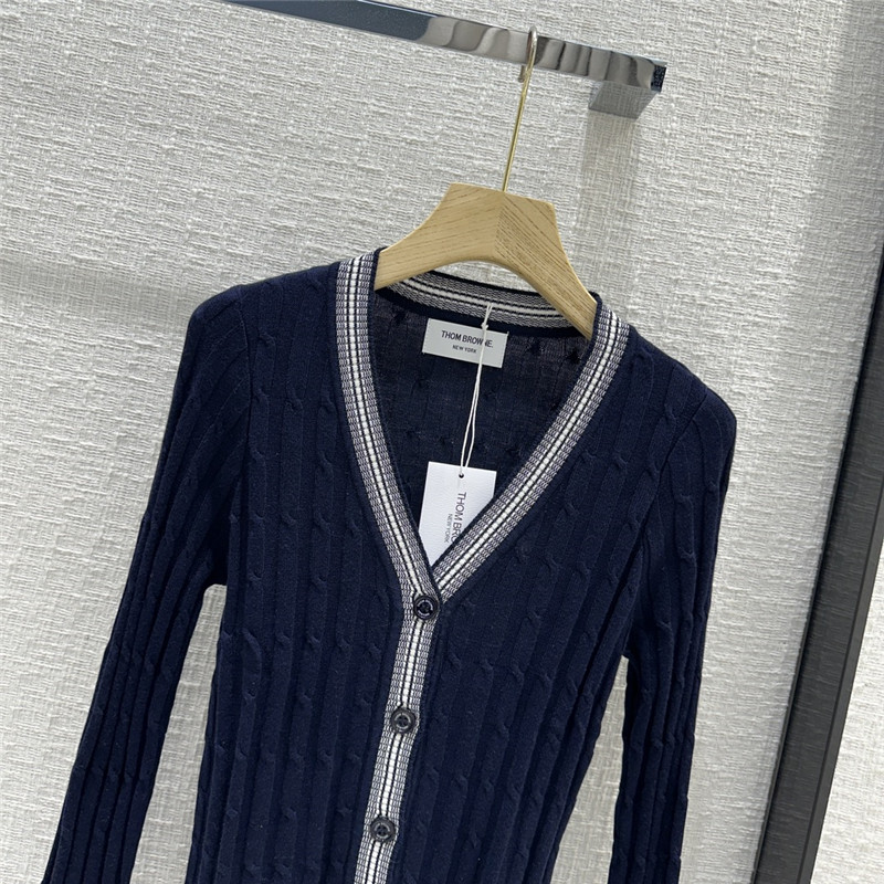 Thom Browne 16-Gauge Navy Knitted Cardigan