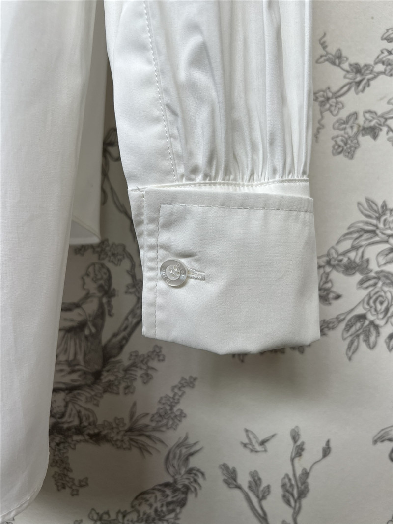 D10r butterfly embroidered stand collar puff sleeve shirt