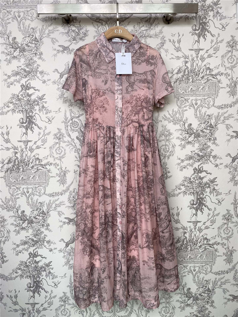 D10r lapel short sleeve animal long dress