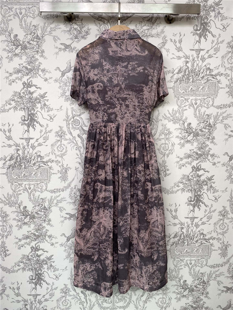 D10r lapel short sleeve animal long dress