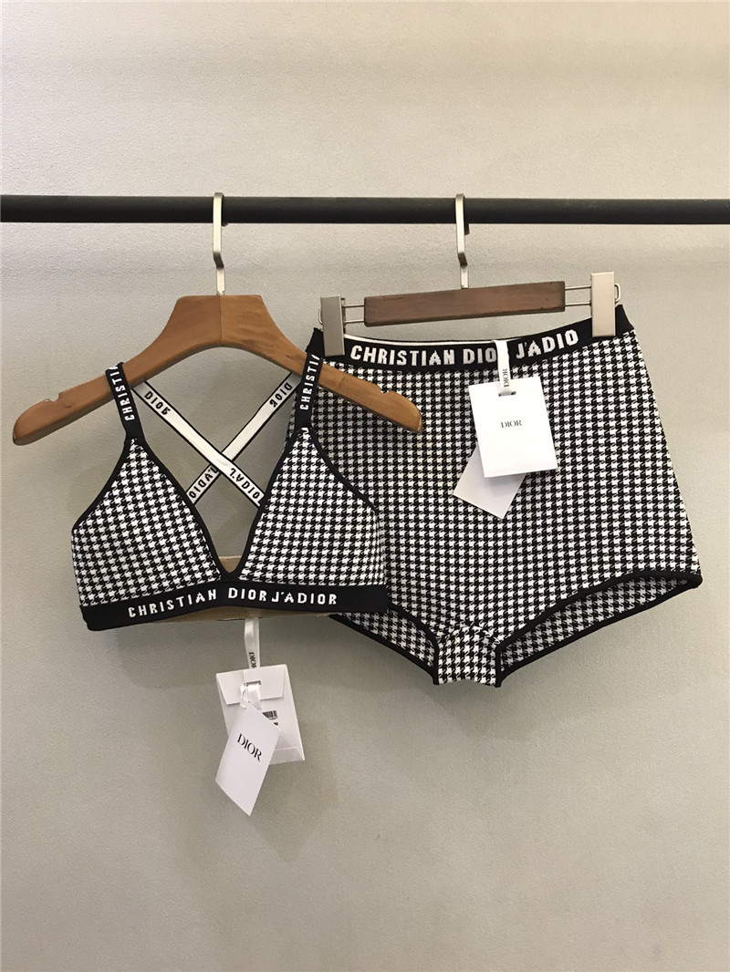D10r classic houndstooth cross-over swimsuit with straps