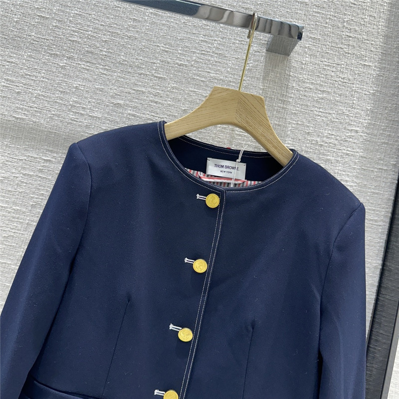 Thom Browne round neck gold button jacket
