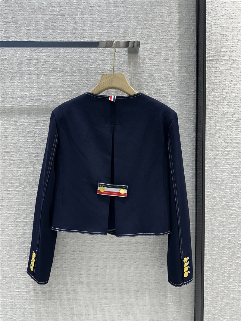 Thom Browne round neck gold button jacket