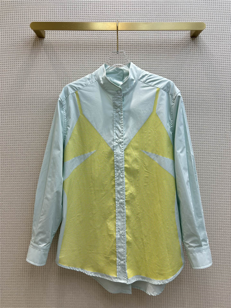 F**di fake two piece offset printed pattern stand collar shirt