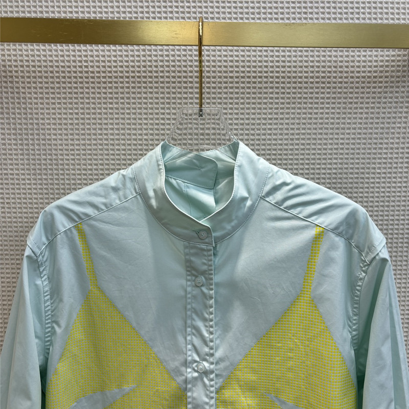 F**di fake two piece offset printed pattern stand collar shirt