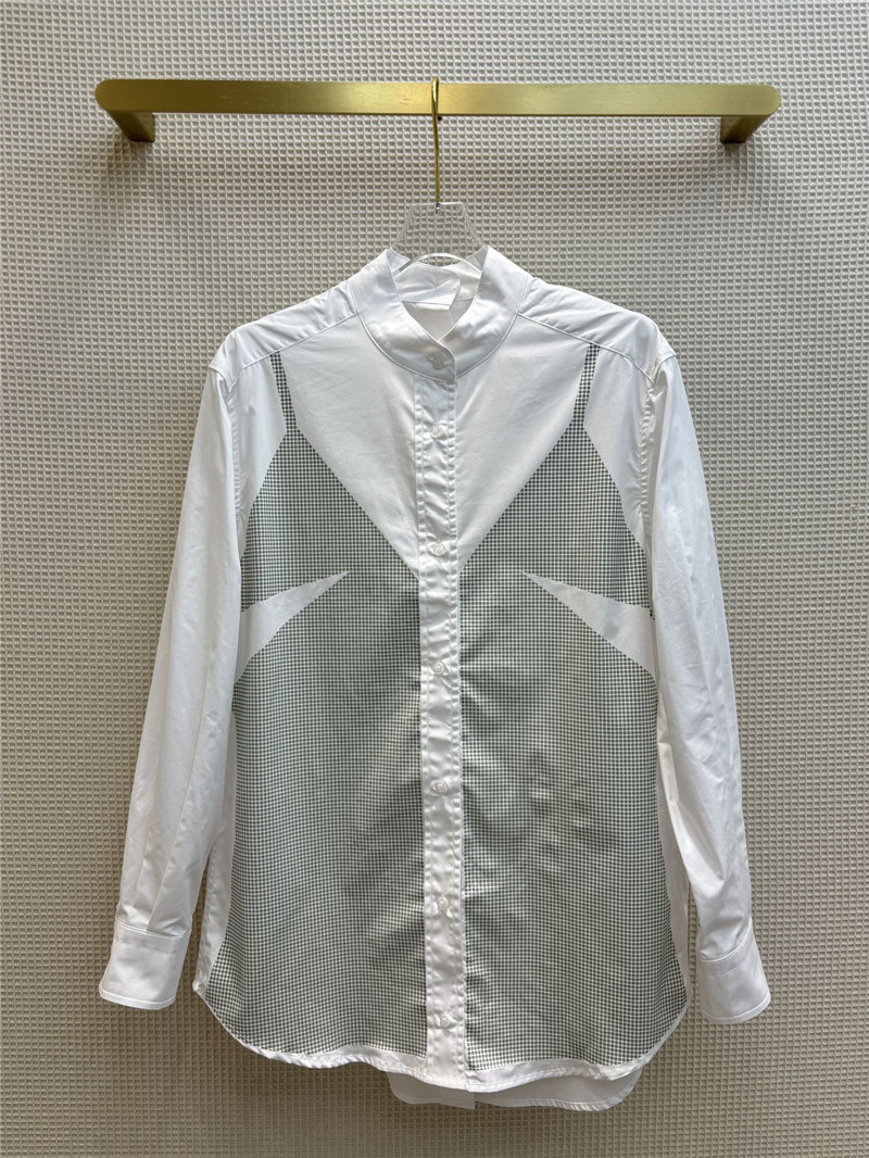 F**di fake two piece offset printed pattern stand collar shirt