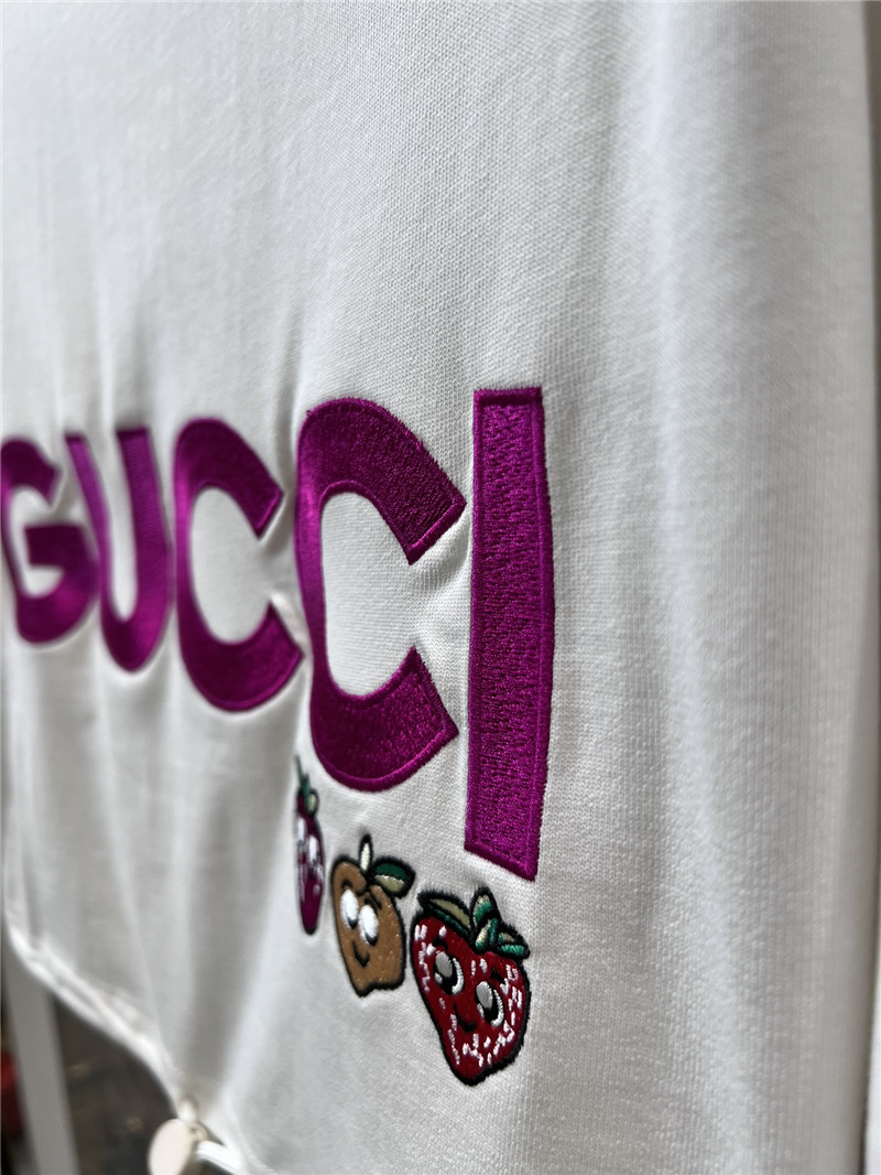 Gucci embroidered lettering strawberry T-shirt