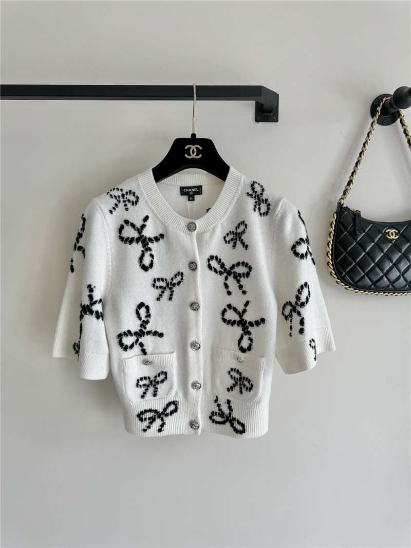 Ch**el full bow jacquard knitted cardigan