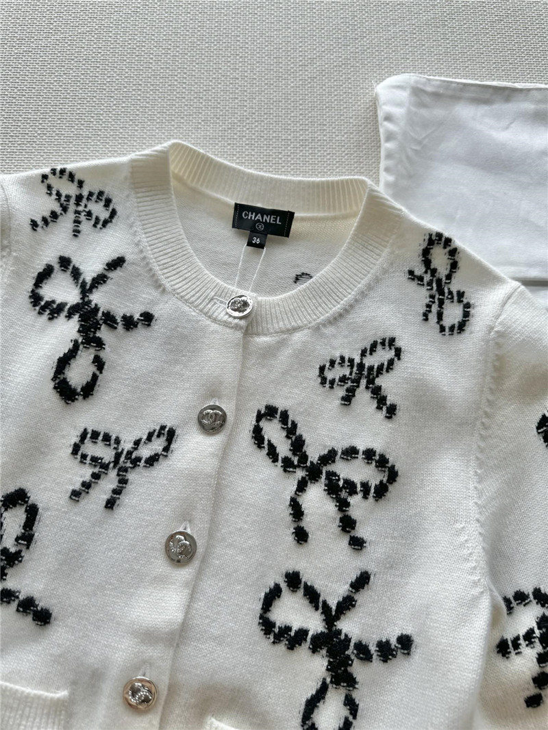 Ch**el full bow jacquard knitted cardigan