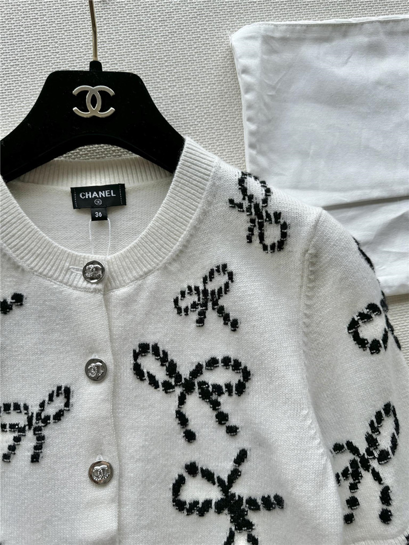 Ch**el full bow jacquard knitted cardigan