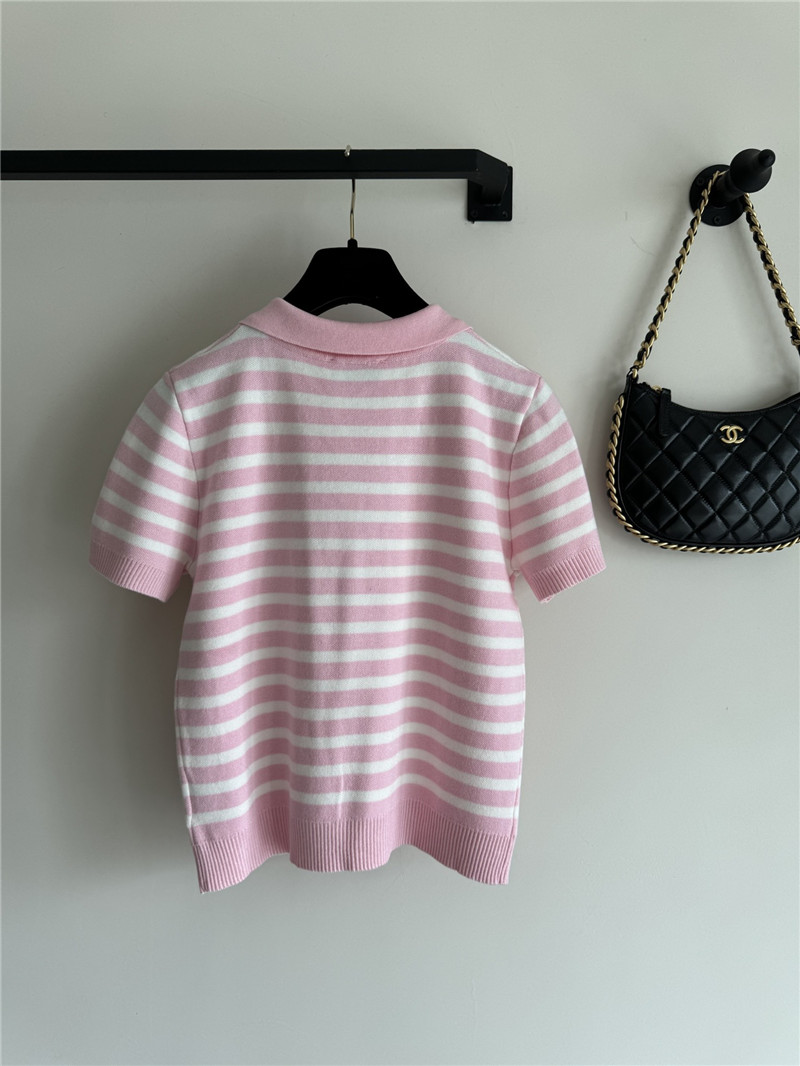 Ch**el new lapel striped short sleeves