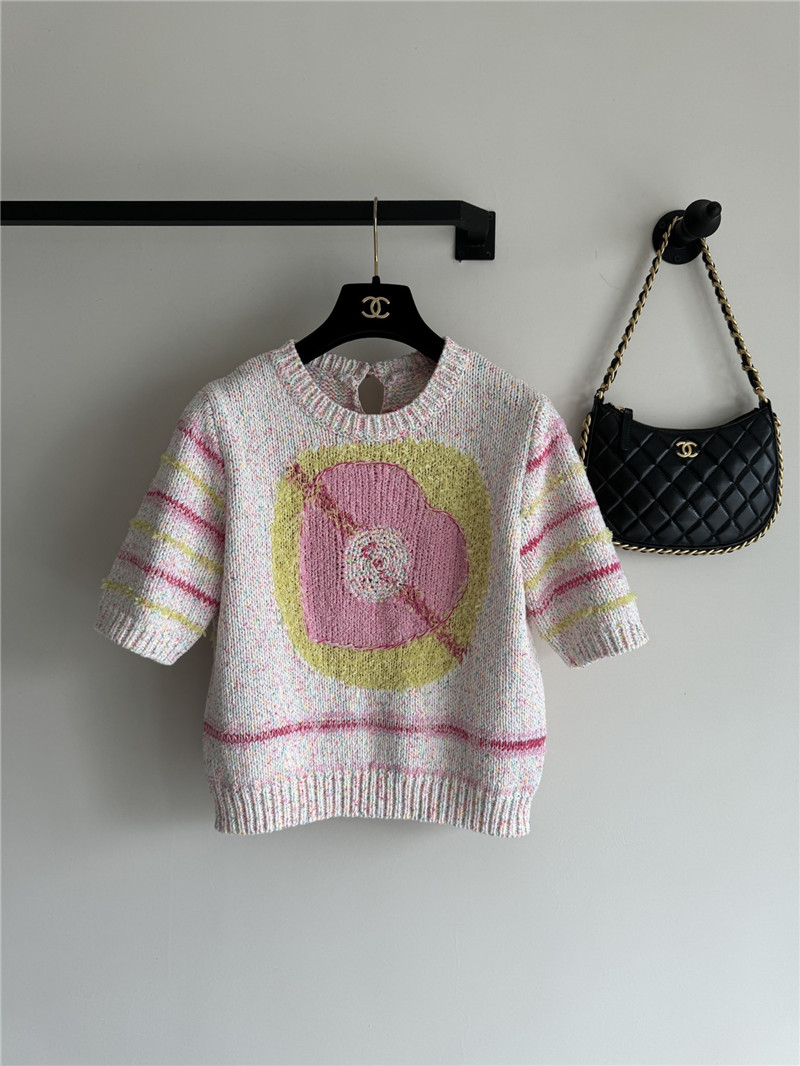 Ch**el pink striped knitted t-shirt