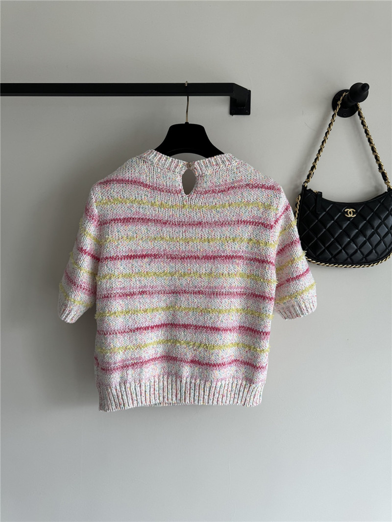 Ch**el pink striped knitted t-shirt