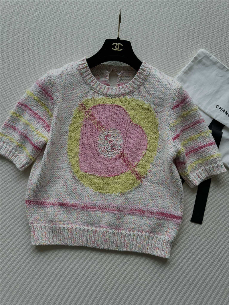 Ch**el pink striped knitted t-shirt