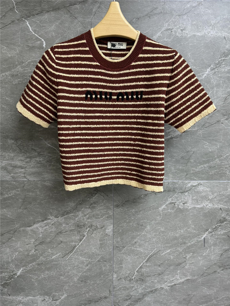 Miu Miu Short Striped Knitted T-Shirt