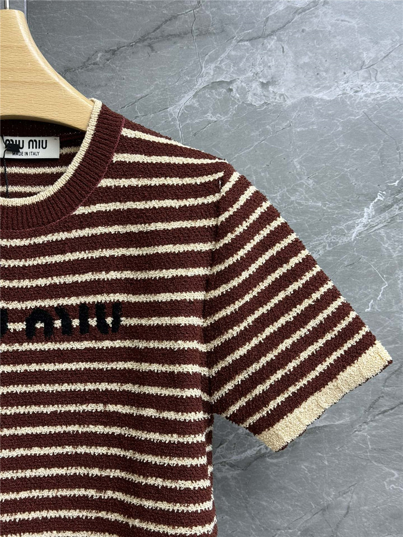 Miu Miu Short Striped Knitted T-Shirt