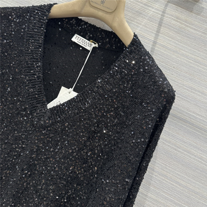 BC cashmere silk yarn V-neck knitted top