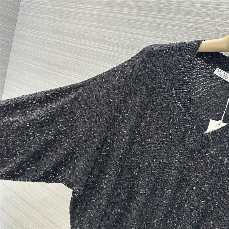 BC cashmere silk yarn V-neck knitted top