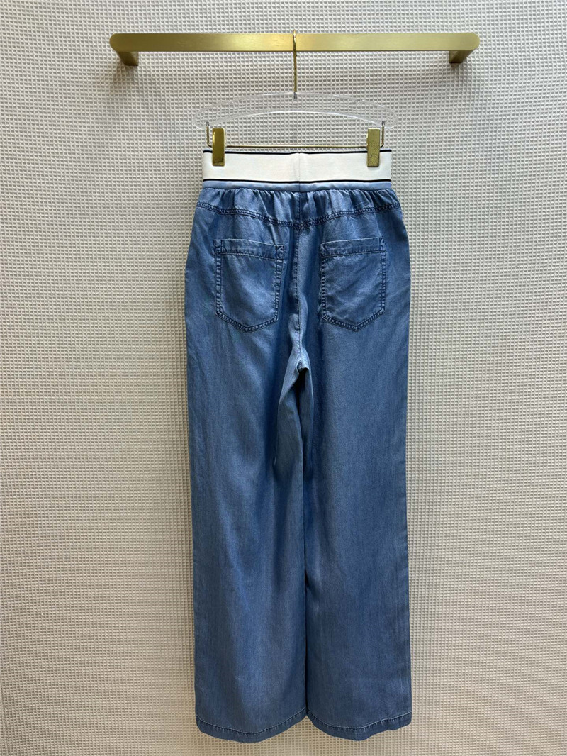 Pra*a new contrast color drawstring elastic waist tencel jeans