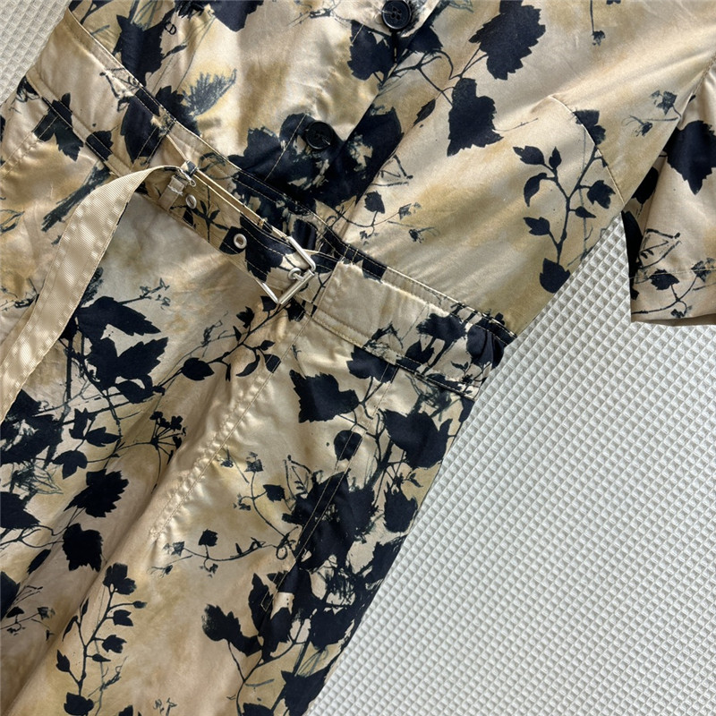 D10r french black floral print half-buttoned short-sleeved dress