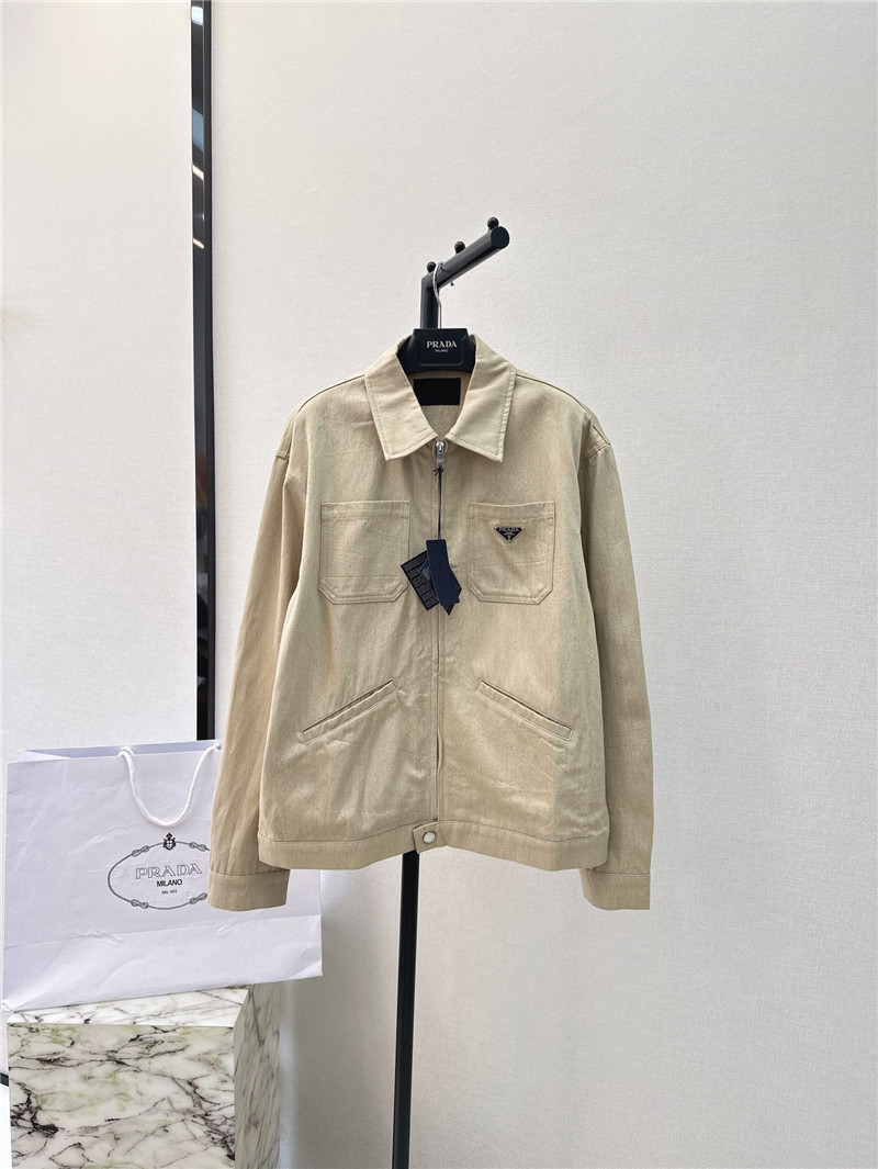 Pra*a new lapel triangle logo denim jacket