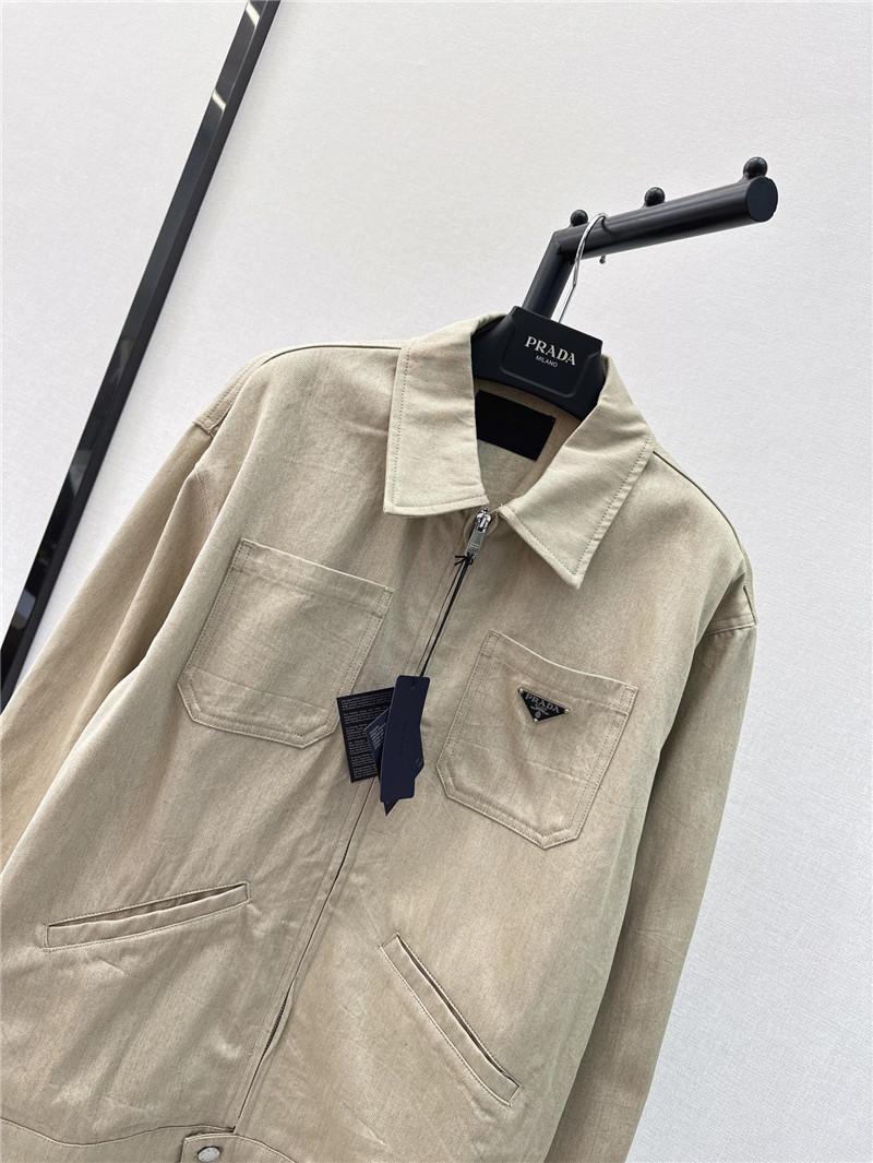 Pra*a new lapel triangle logo denim jacket